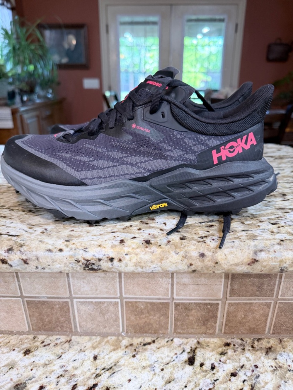 Hoka Black and Pink Gore-Tex /w Vibram Soles-  Trail Runner/ Hiker